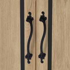 GLOXY Aluminium 14 Inch Flower Design Door Handles for Main Door Handle Decorative Push & Pull Handle for Glass & Wooden Door for All The Doors of Houses, Offices, Hotels-Black Finish