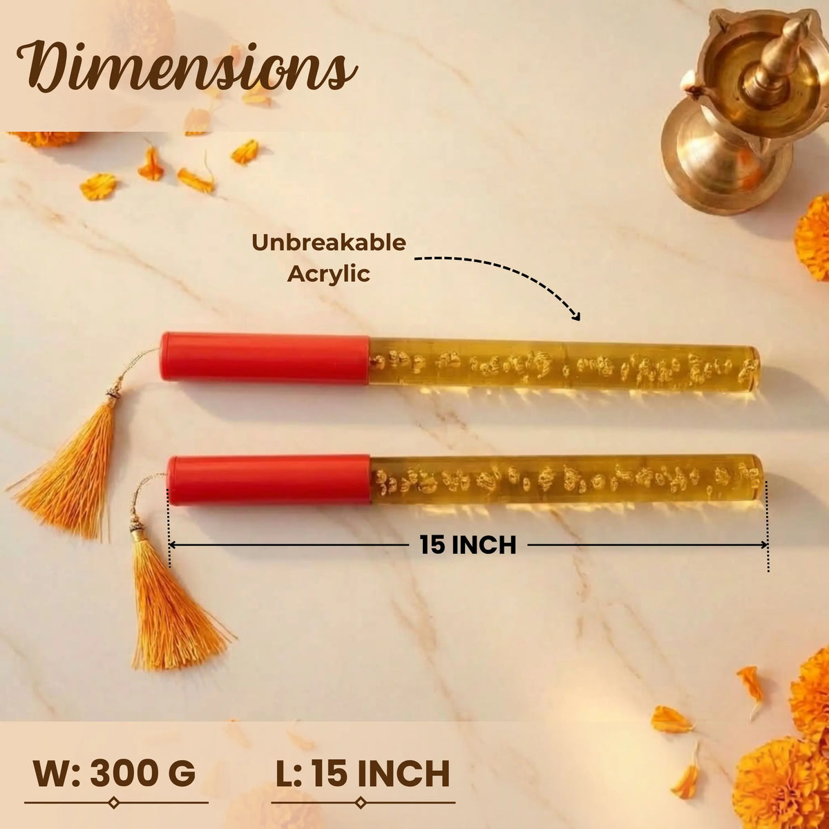Single Colour LED Dandiya Sticks for Garba & Navratri – Battery Operated Light Up Dandiya | Yellow