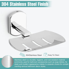 Rectangular Shape Stainless Steel SS202 Single Soap Holder (Silver)-by GLOXY®