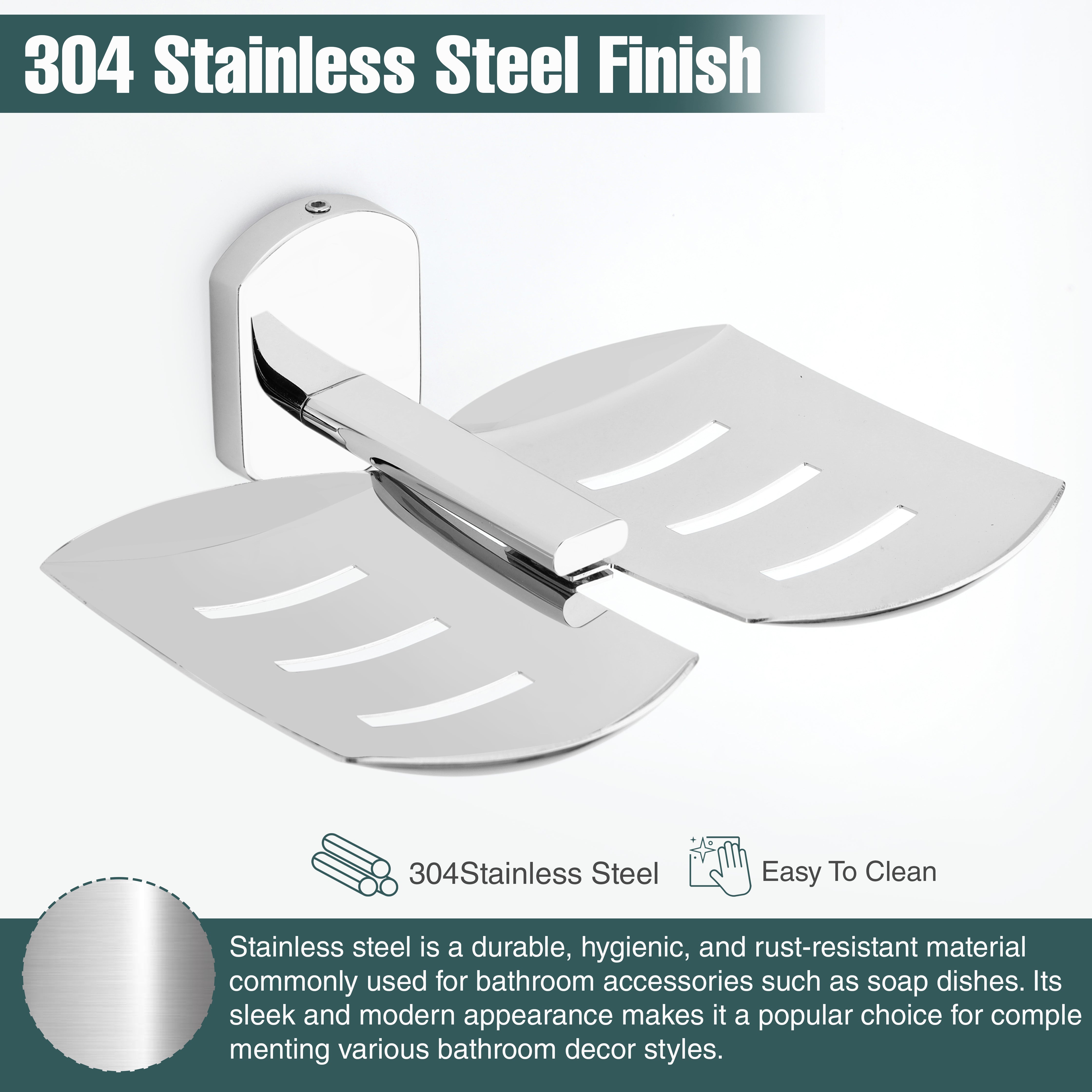 Rectangular Shape Stainless Steel Silver Double Soap Holder