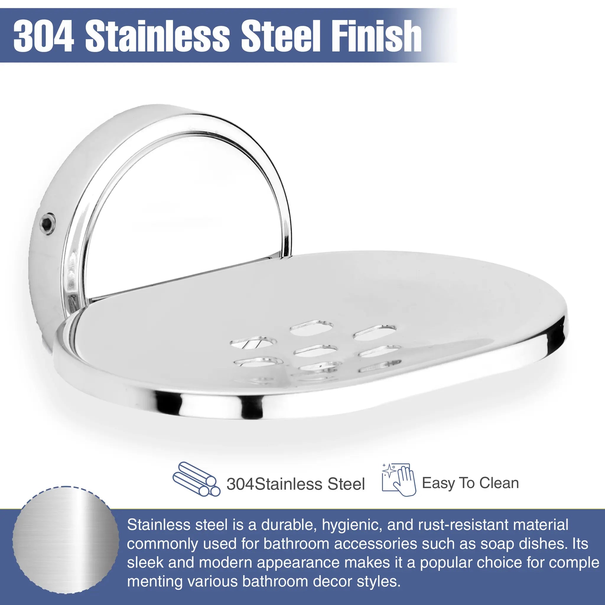 Oval Shape Stainless Steel SS202 Single Soap Holder (Silver)-by GLOXY®