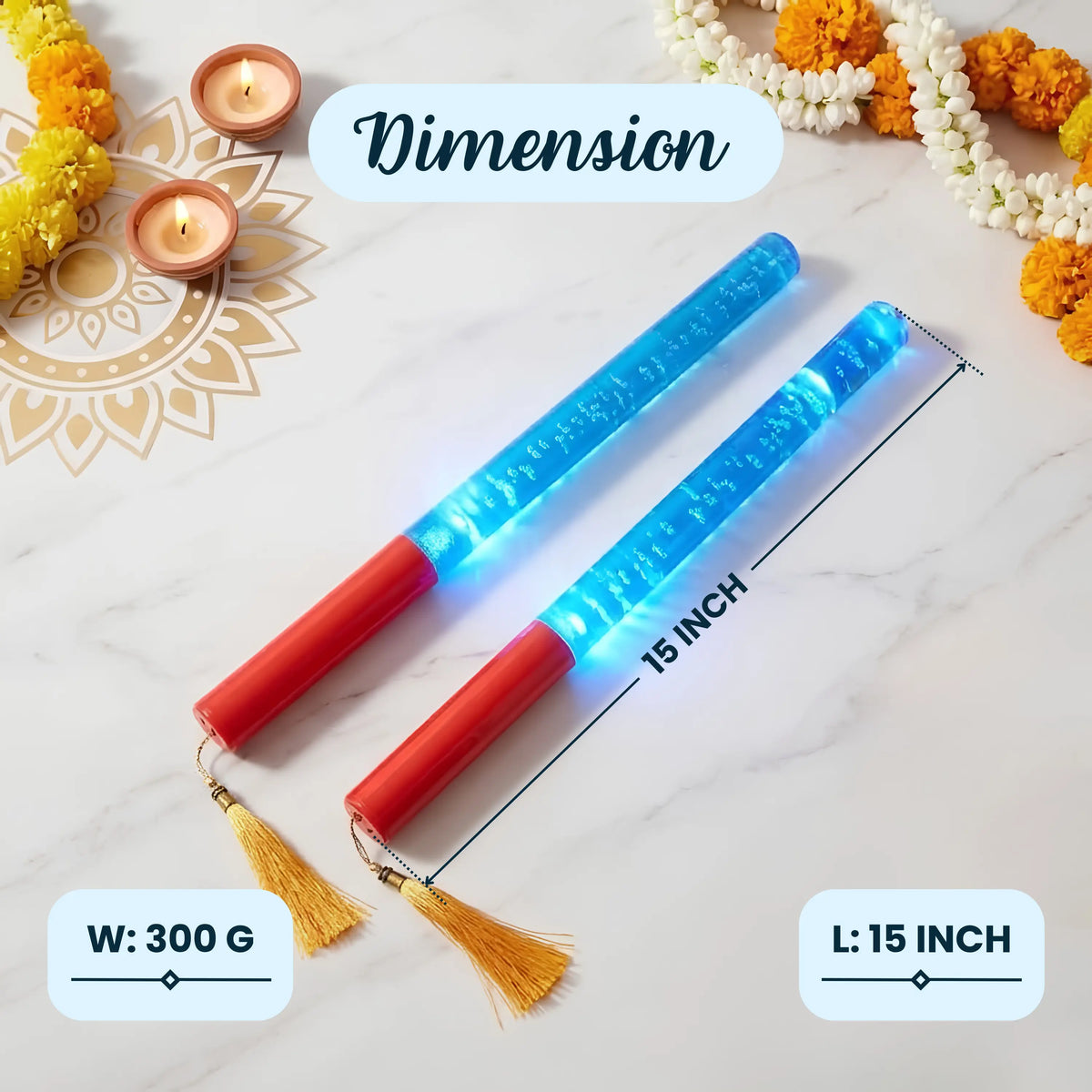 Single Colour LED Dandiya Sticks for Garba & Navratri – Battery Operated Light Up Dandiya | Blue