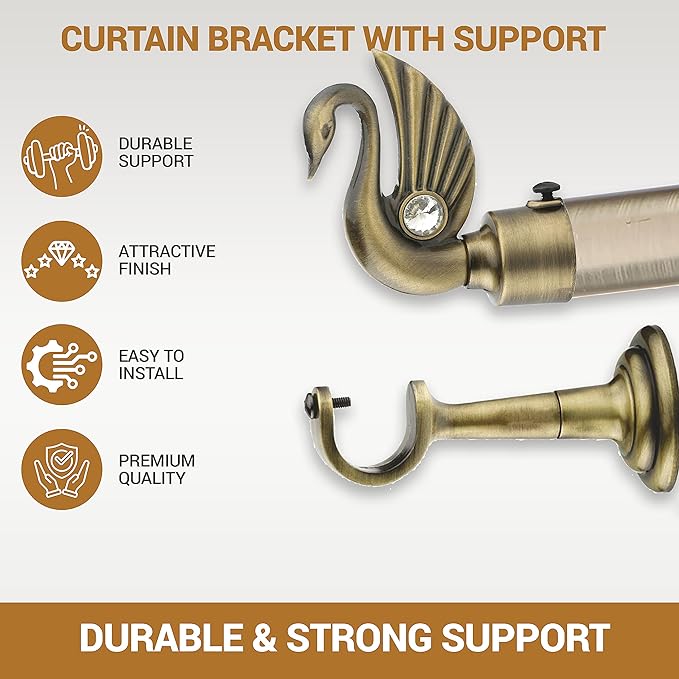 Swan Bird Shape Aluminium Curtain Bracket with L Support(Antique)