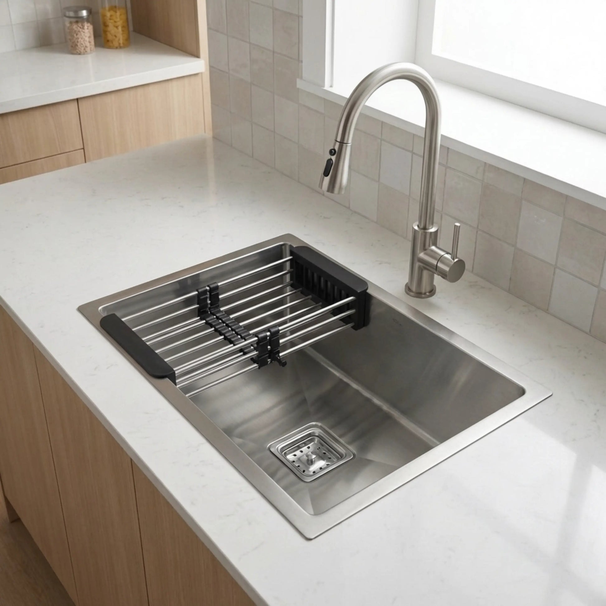 Gloxy Single Bowl 304 Stainless Steel Sink For Kitchen 24x18x10 Inch- Silver