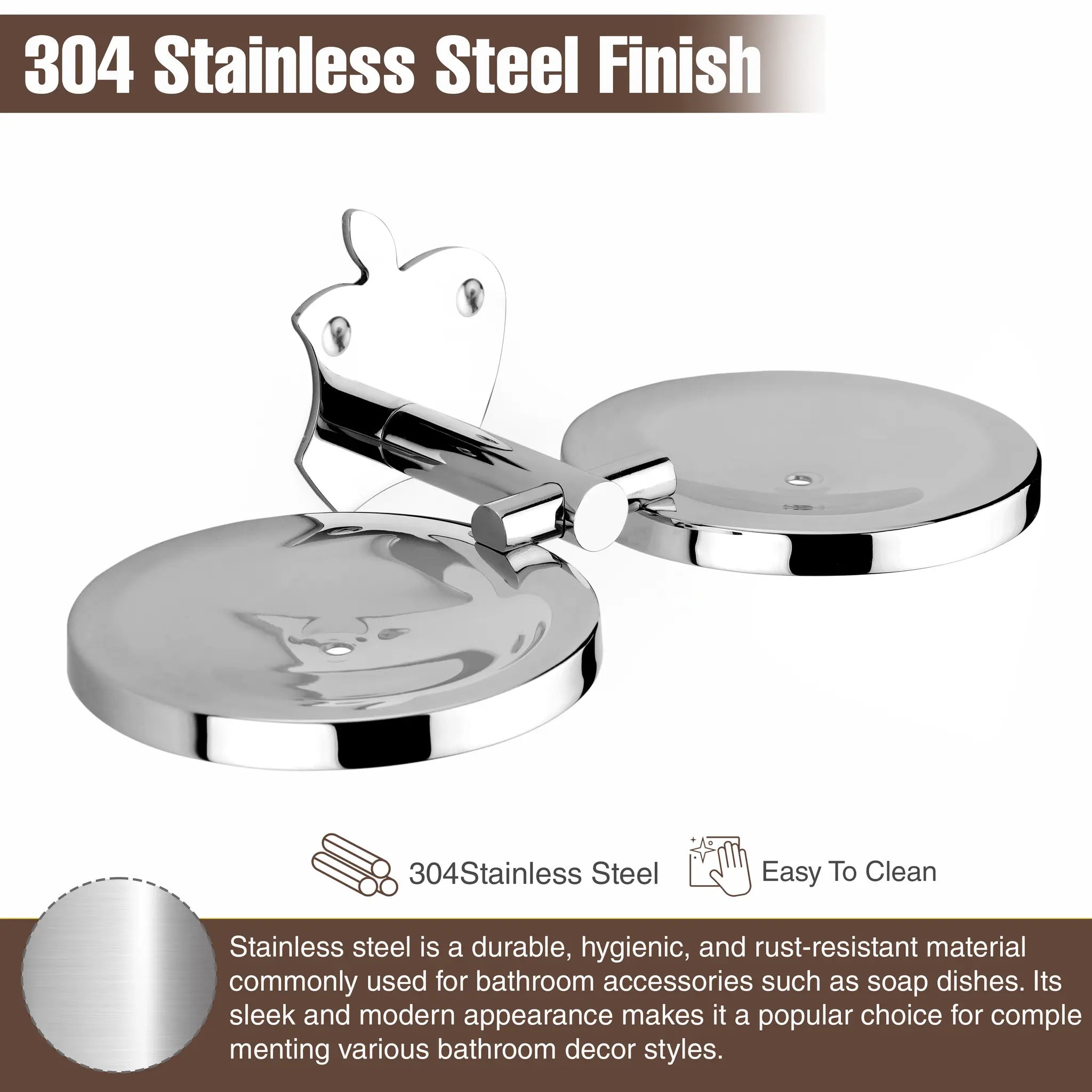 Apple Shape Stainless Steel SS304 Double Soap Dish (Silver)-by GLOXY®