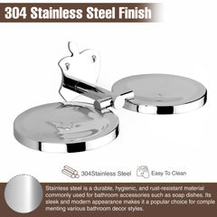 Apple Shape Stainless Steel SS304 Double Soap Dish (Silver)-by GLOXY®