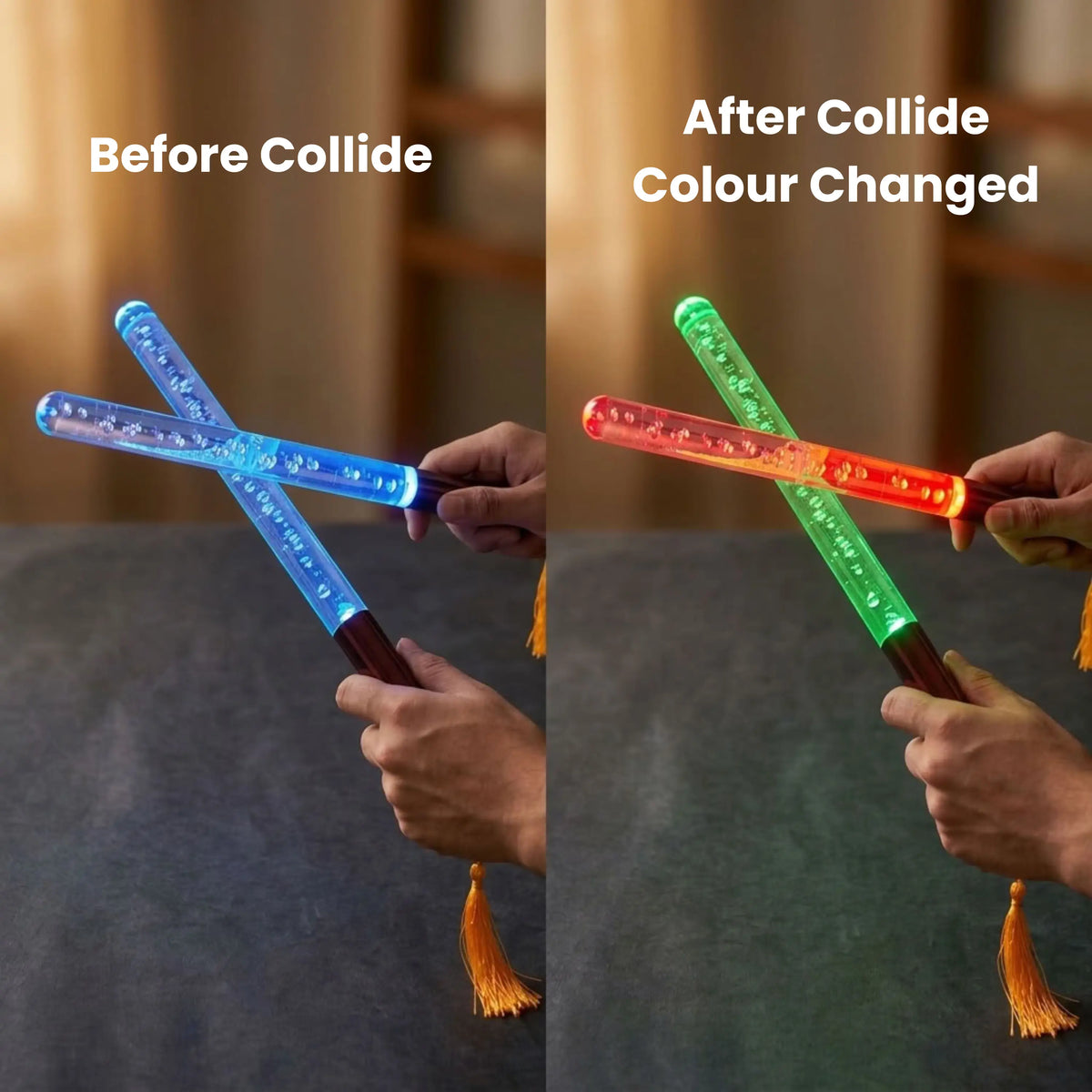 Multi Colour LED Dandiya Sticks for Garba & Navratri – Rechargeable Colour Changing Light Up Dandiya | Rose Gold