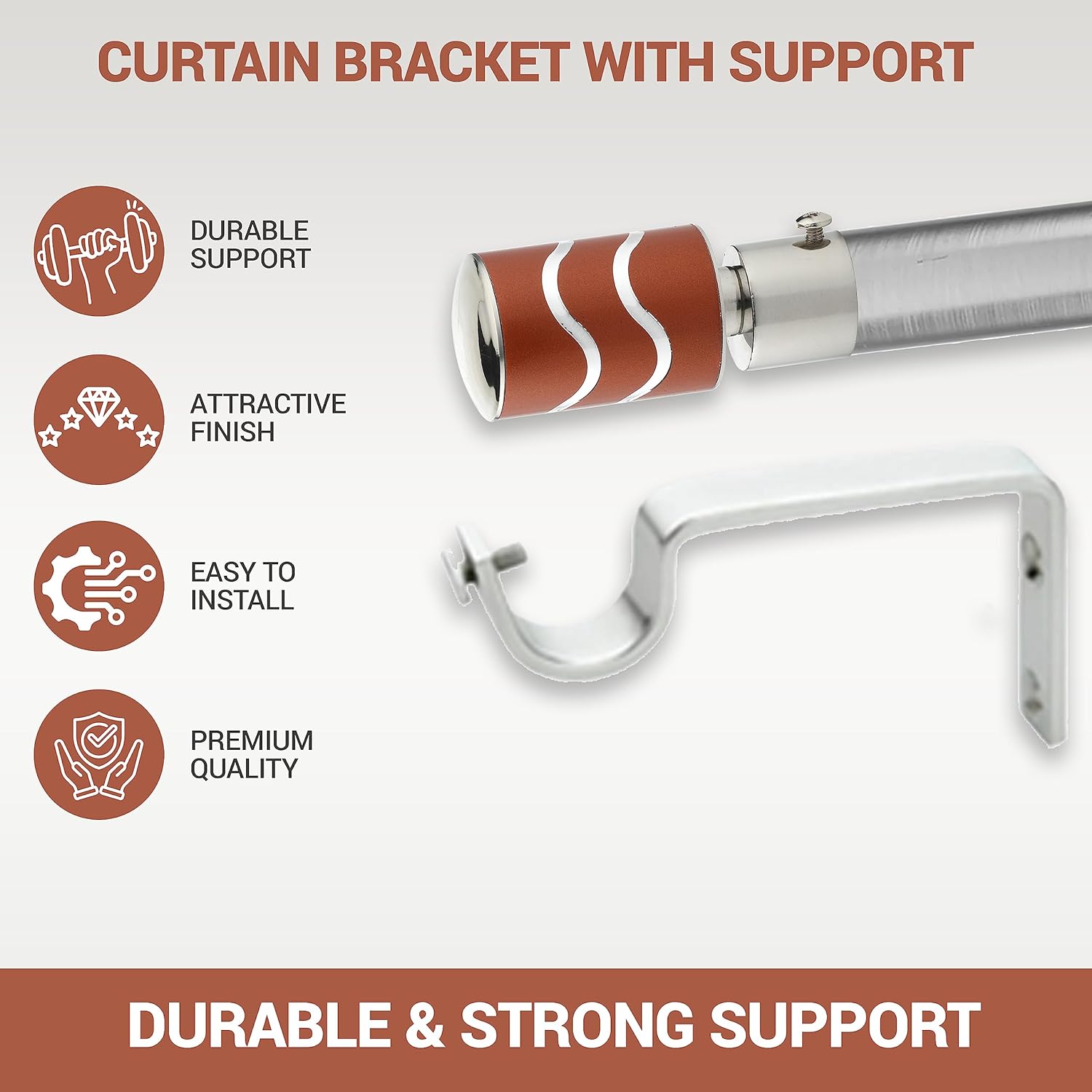 2 Line Aluminium Curtain Bracket with Support(Red)