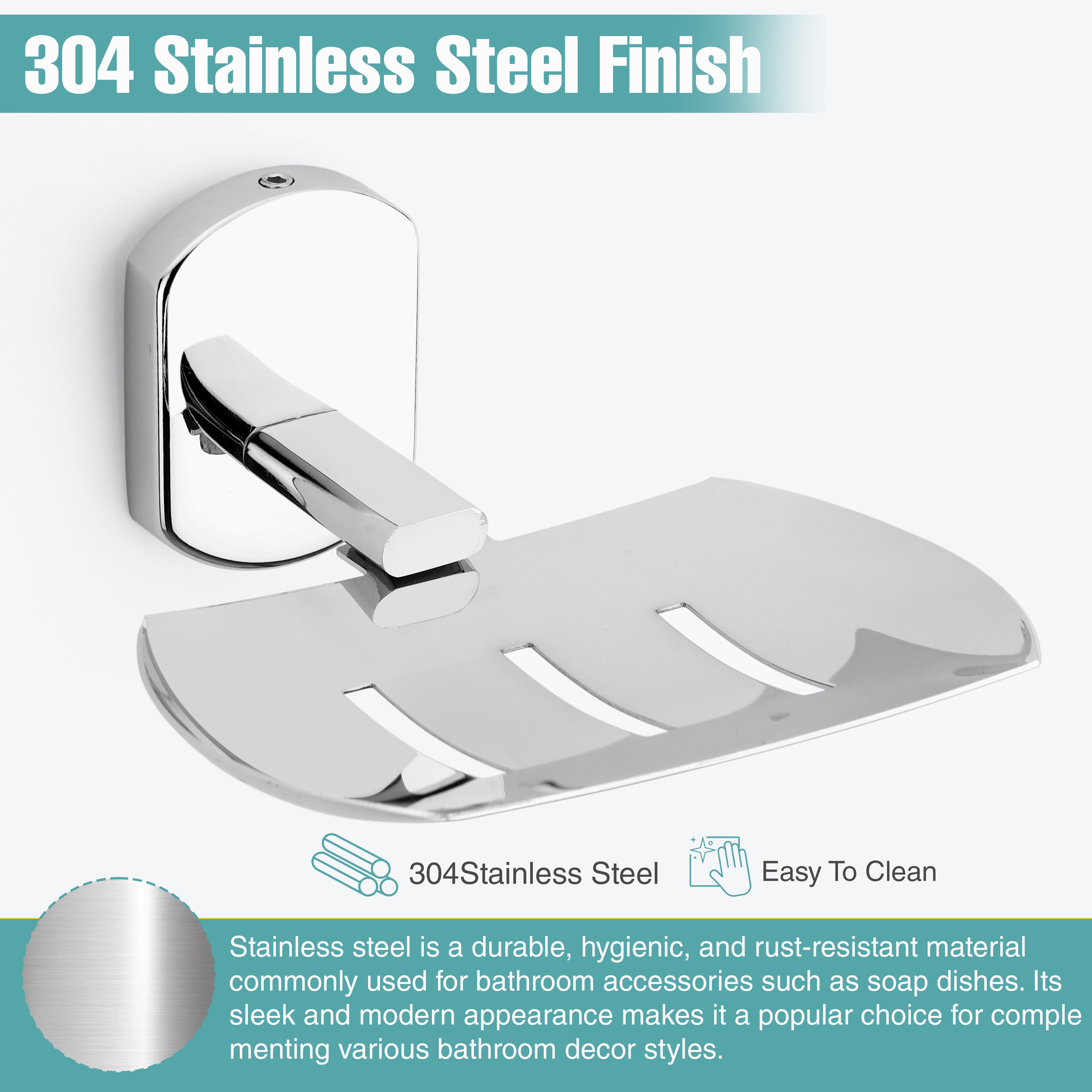 Rectangular Shape Stainless Steel Silver Single Soap Holder