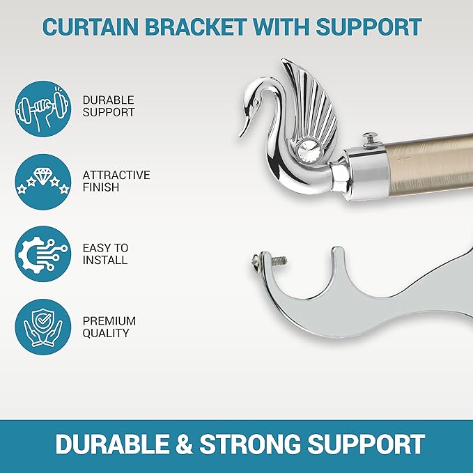 Swan Bird Shape Aluminium Curtain Bracket with Talwar Support(Silver)