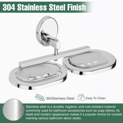 Rectangular Shape Stainless Steel Silver Double Soap Holder