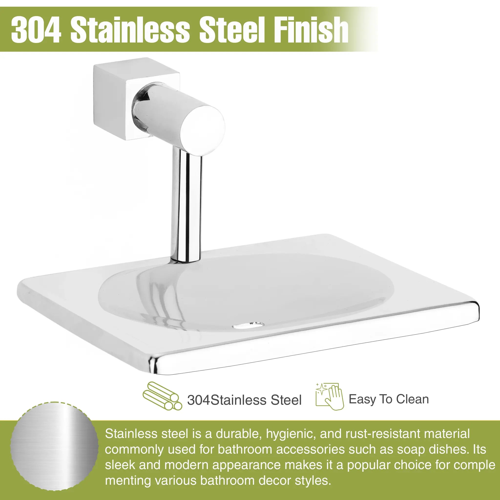 Gloxy Squar Shape Stainless Steel 304 Grade Chrome Finish Single Soap Holder