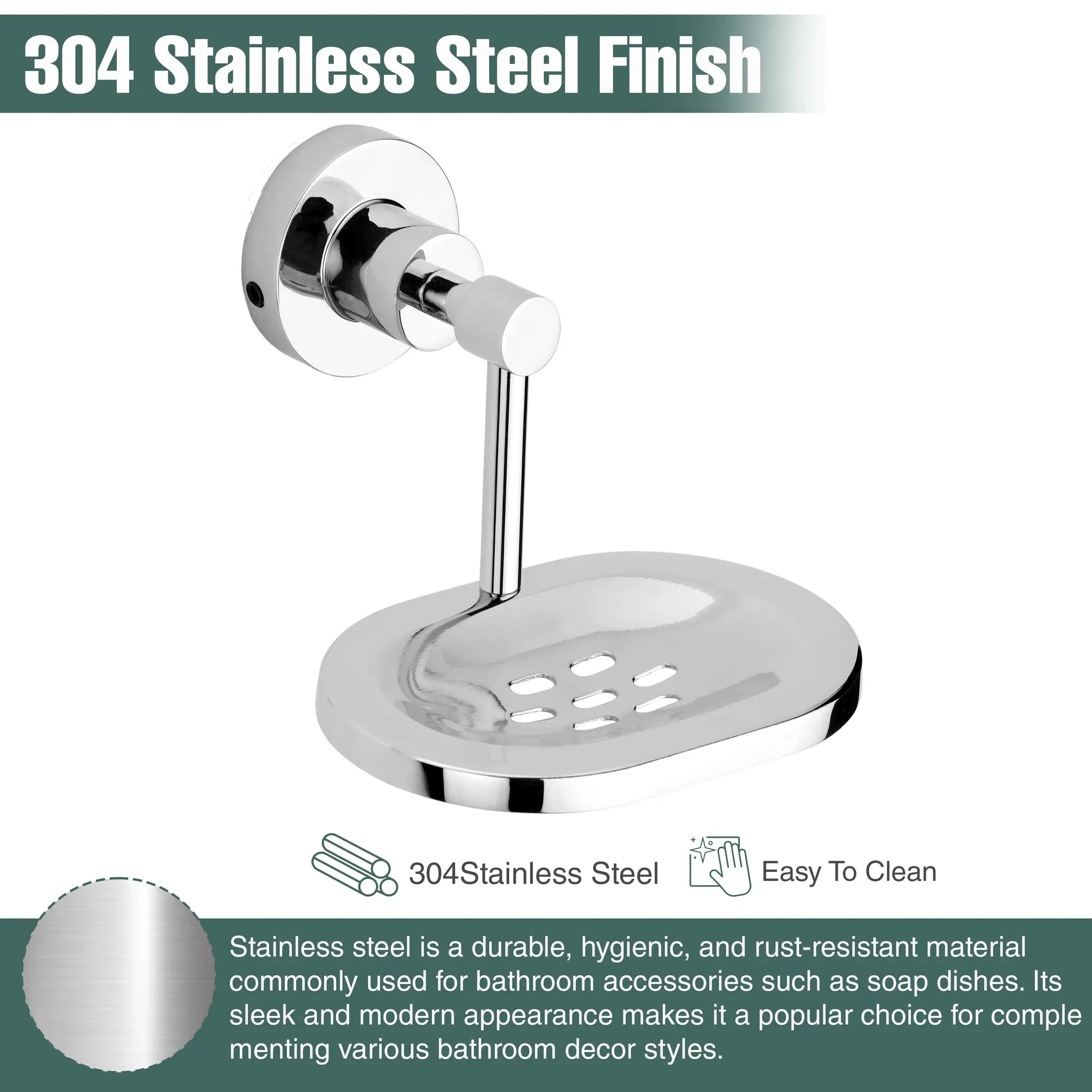 Oval Shape Stainless Steel 304 Grade Single Soap Holder (Silver)-by GLOXY®