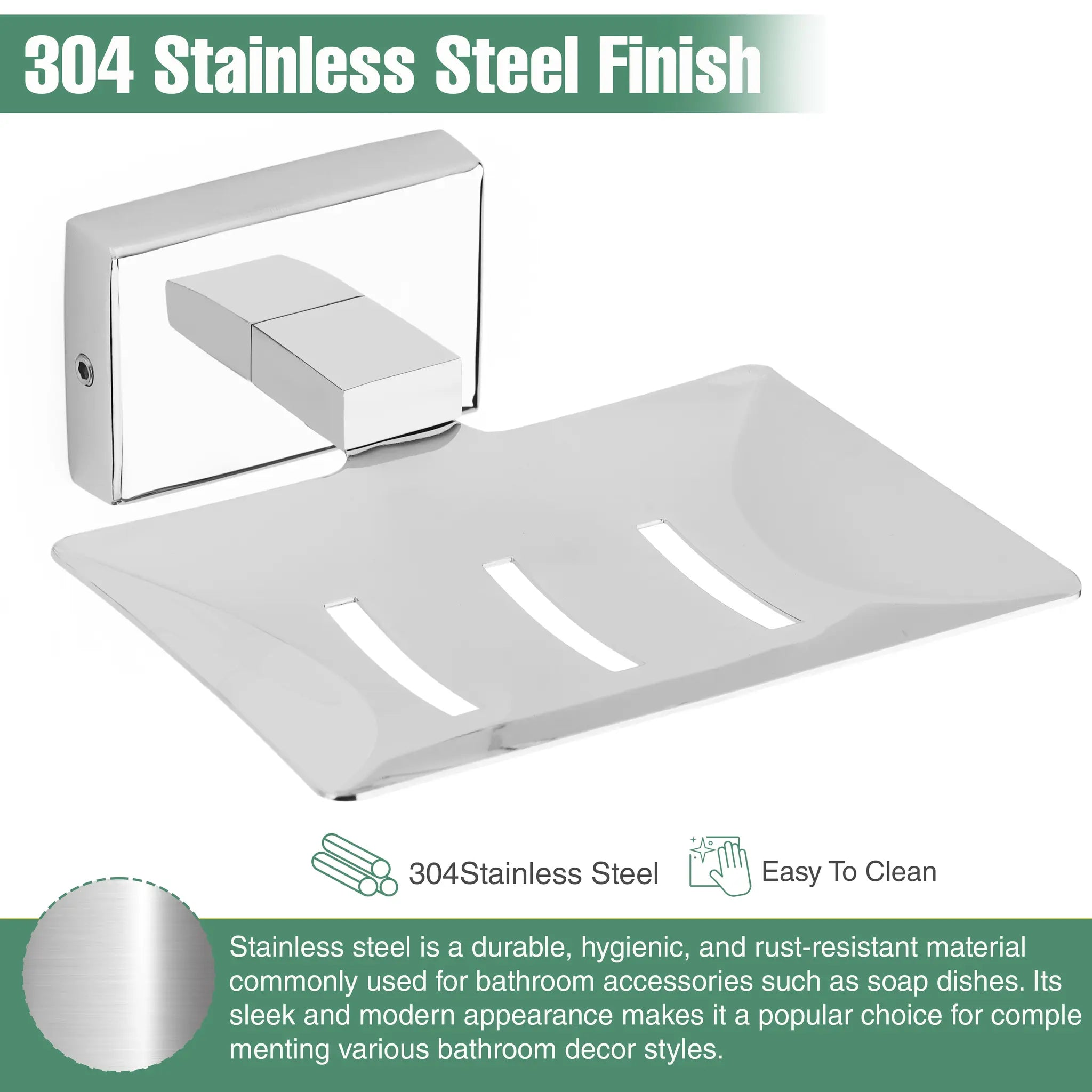 Stainless Steel SS304 Single Soap Holder (Silver)-by GLOXY®