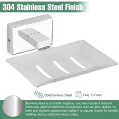 Stainless Steel SS304 Single Soap Holder (Silver)-by GLOXY®