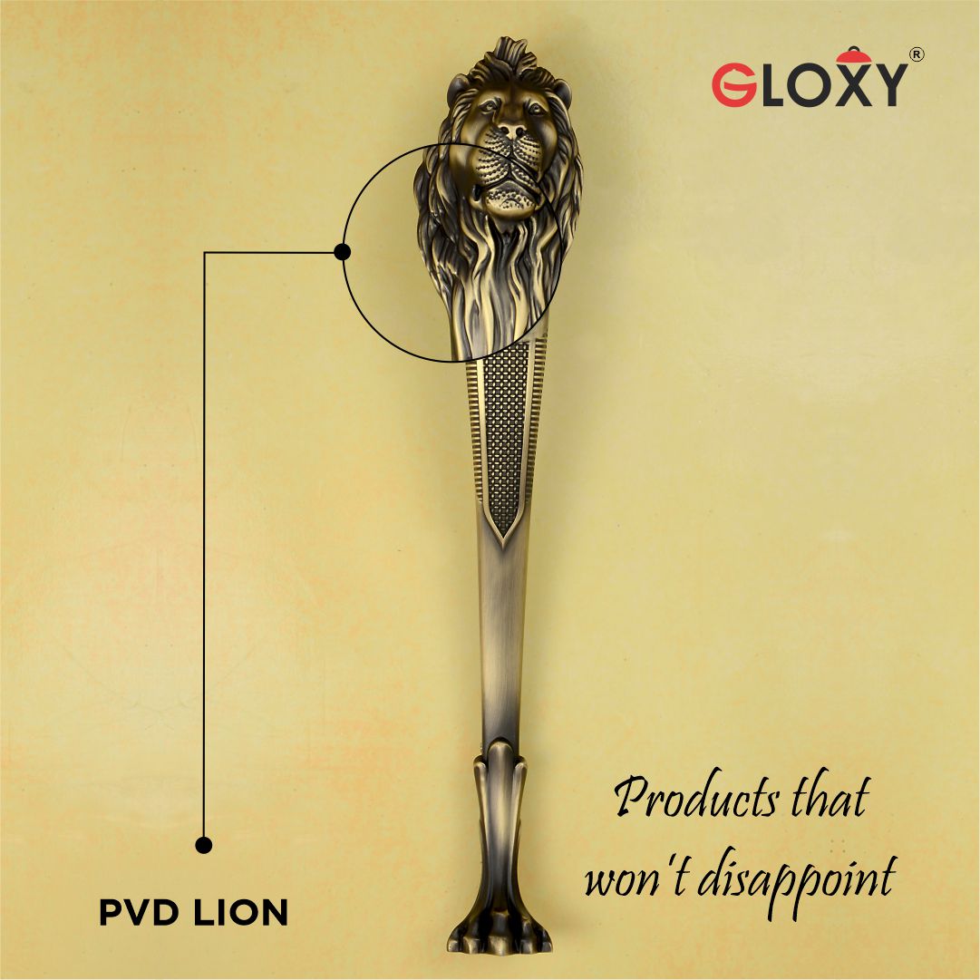 GLOXY  Lion Shape Curved Door Handles for Main Door Handle Decorative Push & Pull Door Handle for All Types of Doors for Home & Offices -Antique Finish