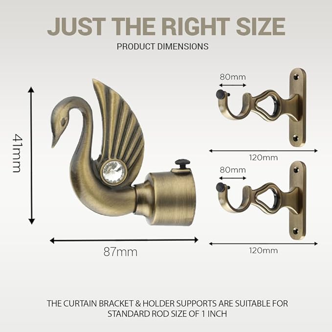 Swan Bird Shape Aluminium Curtain Bracket with Cherry Support(Antique)