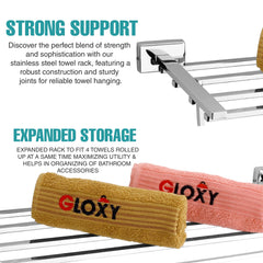 ICON Shape Stainless Steel SS304 Towel Rack (24 inch, Silver)-by GLOXY®
