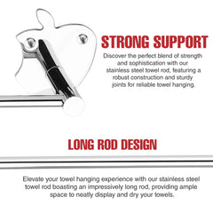 Stainless Steel SS304 Towel Rod (24 inch, Silver)-by GLOXY®