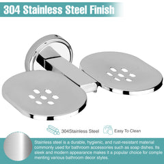 Round Shape Stainless Steel Silver Double Soap Holder