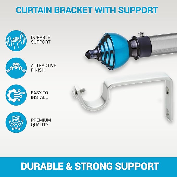Blue coloured Stainless Steel Curtain Bracket with Support