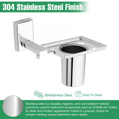 Stainless Steel SS304 Toothbrush Holder (Silver)-by GLOXY®