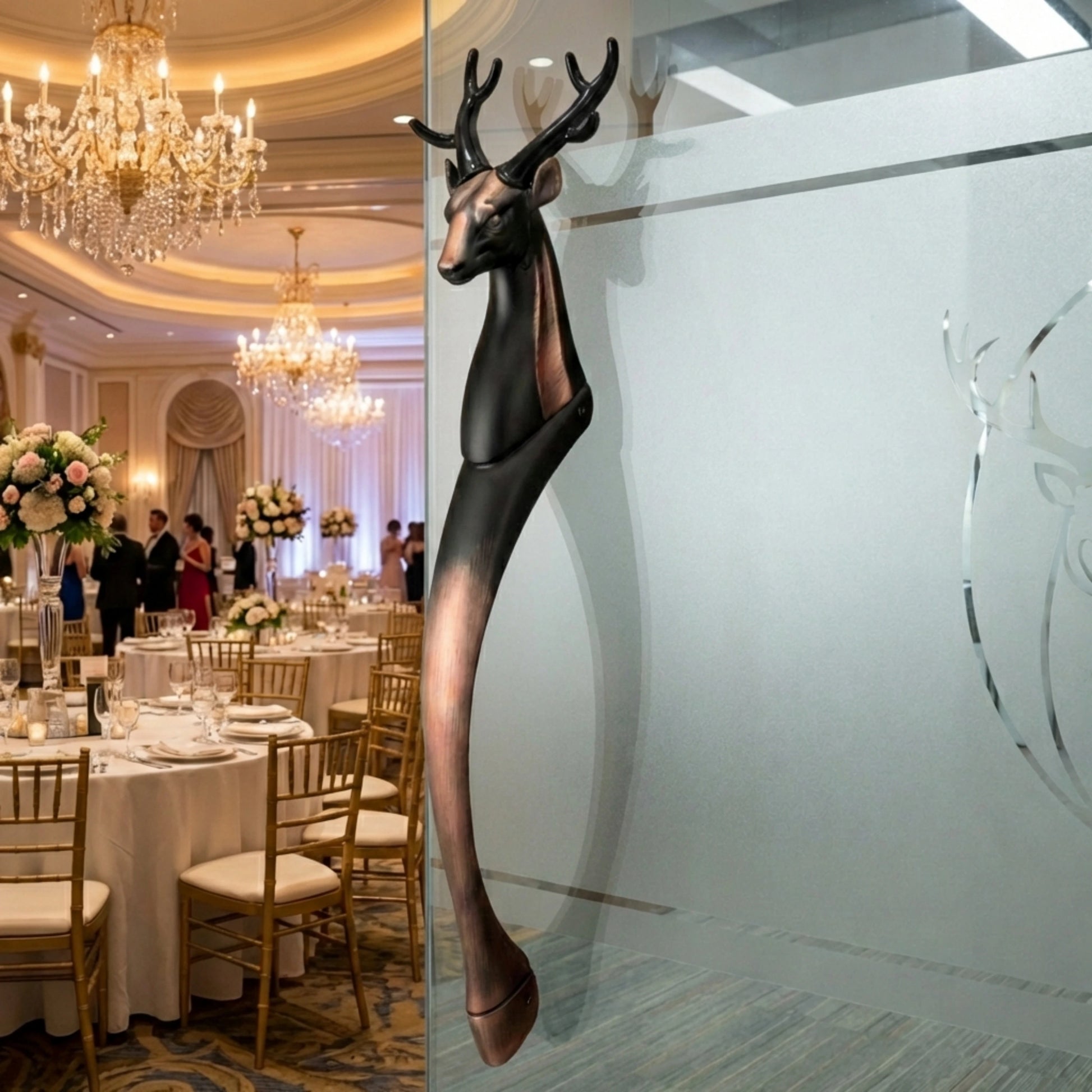 Gloxy Deer Shape Aluminium Main Gate Handle 21 Inch -Copper Black