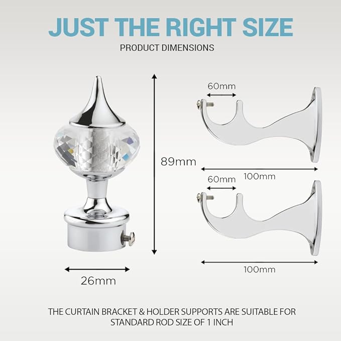 Single Diamond Aluminium Curtain Bracket with Talwar Support(Silver)