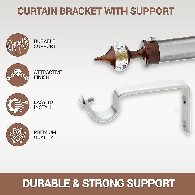 Coffee Single Diamond Aluminium Curtain Bracket with Support