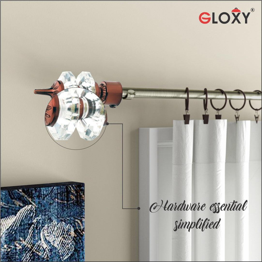 Double Diamond Aluminium Curtain Bracket with Support(Coffee)