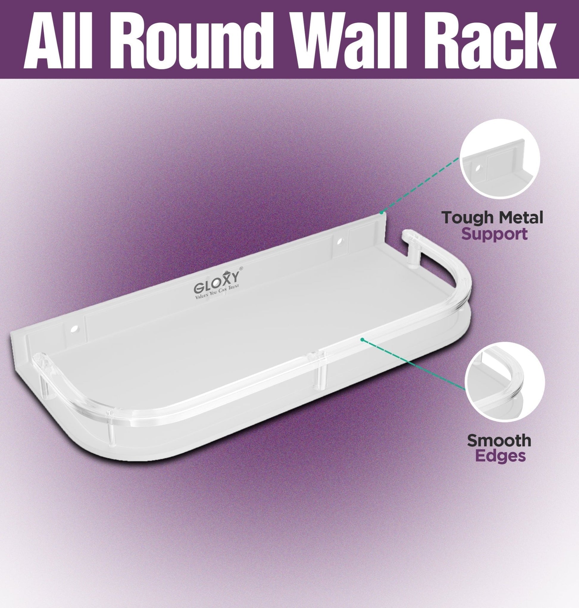 Unbreakable Transparent Wall Mount Acrylic Multipurpose Bathroom Corner Shelf