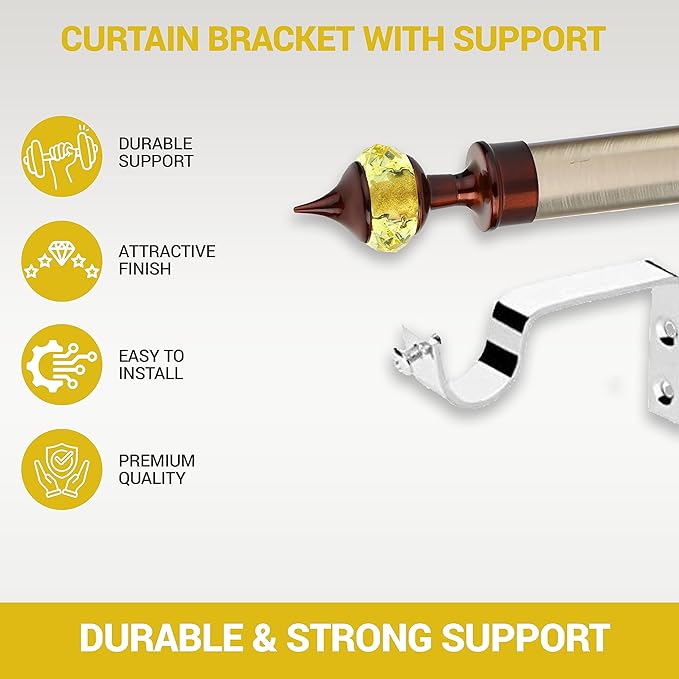 Single Diamond Aluminium Curtain Bracket in Coffee Mix Yellow with Support