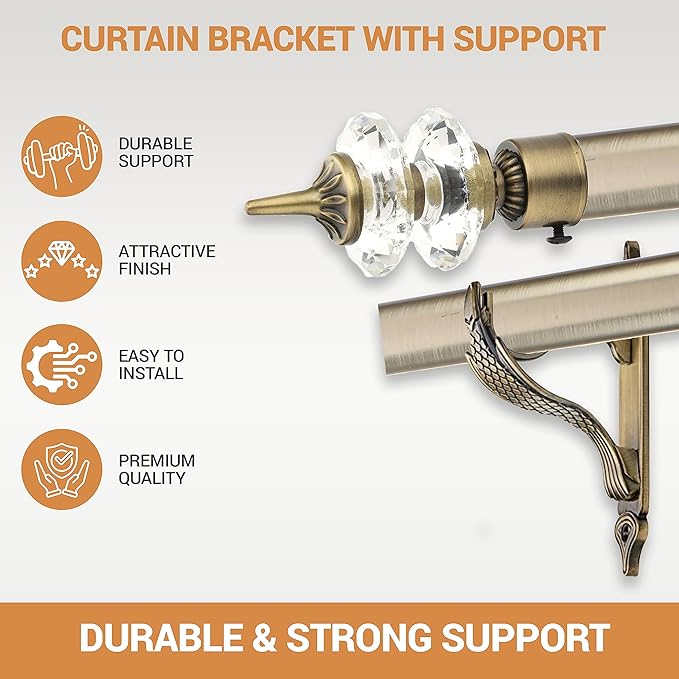 Antique Double Diamond Aluminium Curtain Bracket with cobra Support