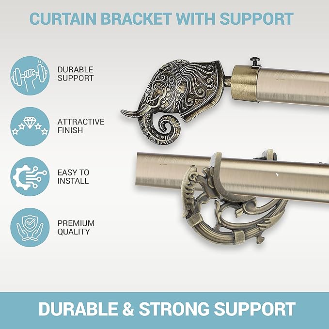Single Diamond Aluminium Curtain Bracket with Support(Gold) – Gloxy