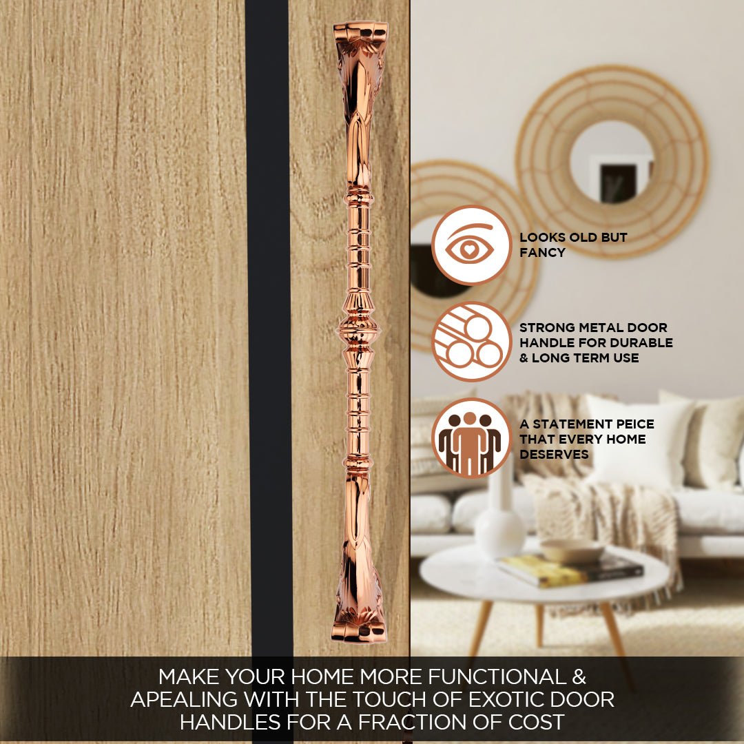 GLOXY Aluminium 20.5 inch Door Handle Decorative Push & Pull Door Handle Knocker with Vintage Antique Classy Look for Glass and Wooden Door