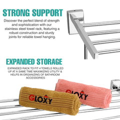 Jeta Shape Stainless Steel SS304 Towel Rack (24 inch, Silver)-by GLOXY®
