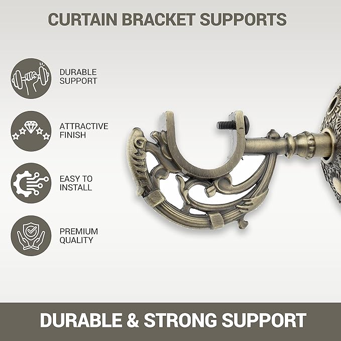 C Shape Aluminium Curtain Support with Fitting Accessories (Antique)