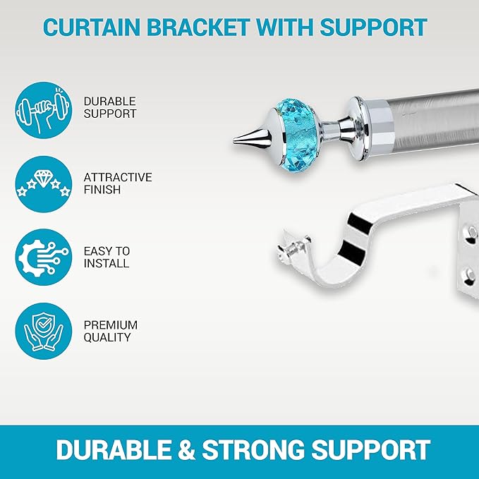 Single Diamond Aluminium Curtain Bracket with Support(Silver Mix Sky Blue)