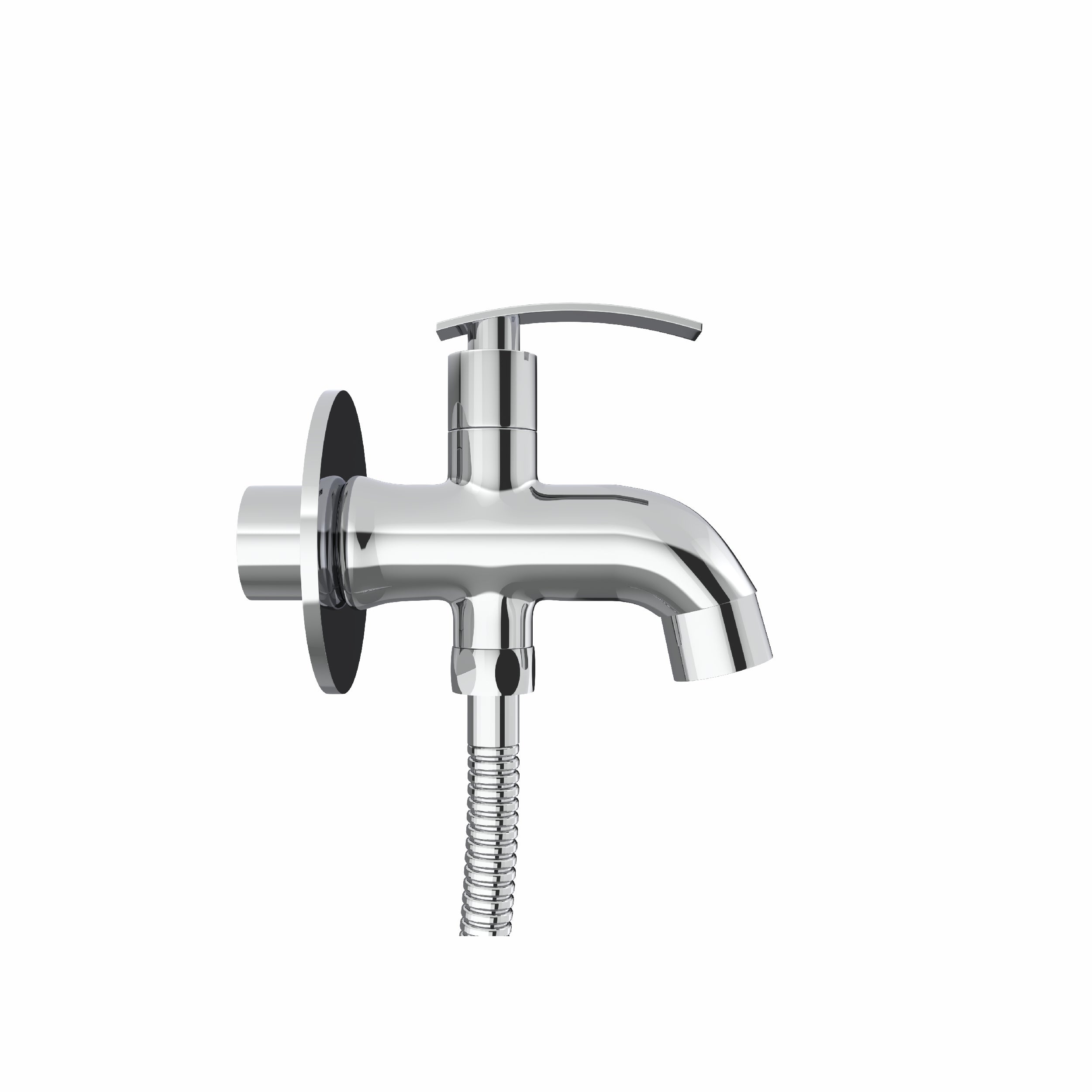 Chrome Finish Brass Two Way Double Handle Faucet Tap Cock Bib