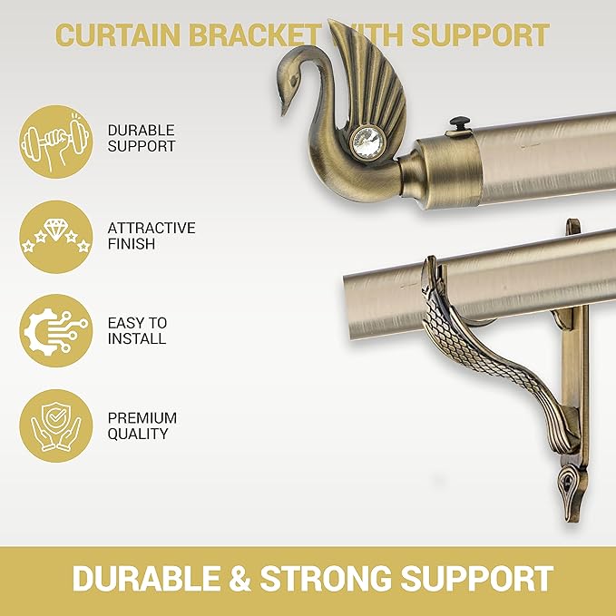 Swan Bird Shape Aluminium Curtain Bracket with Cobra Support(Antique)