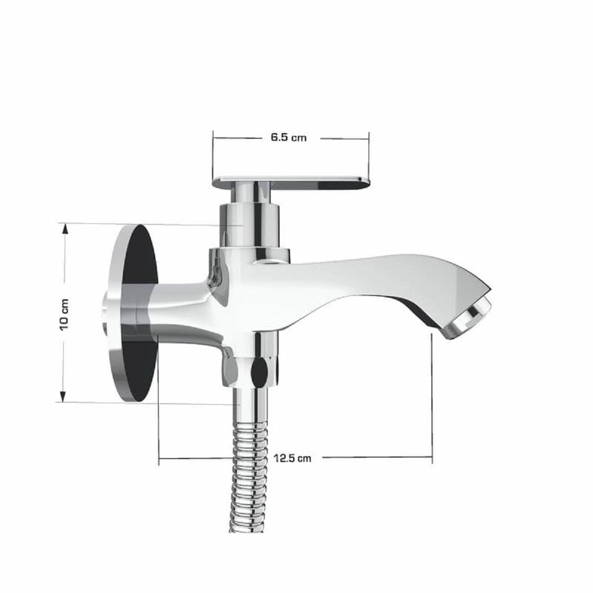 Chrome Finish Bib Cock Brass Faucet Water Tap for Bathroom Washbasins, Gardens & Kitchen Sinks (Jet+)-by GLOXY®