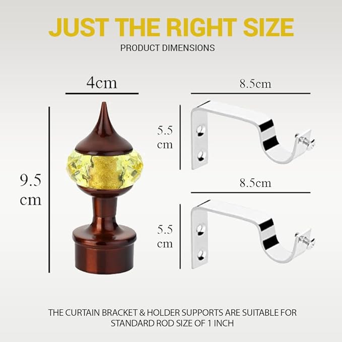 Single Diamond Aluminium Curtain Bracket in Coffee Mix Yellow with Support