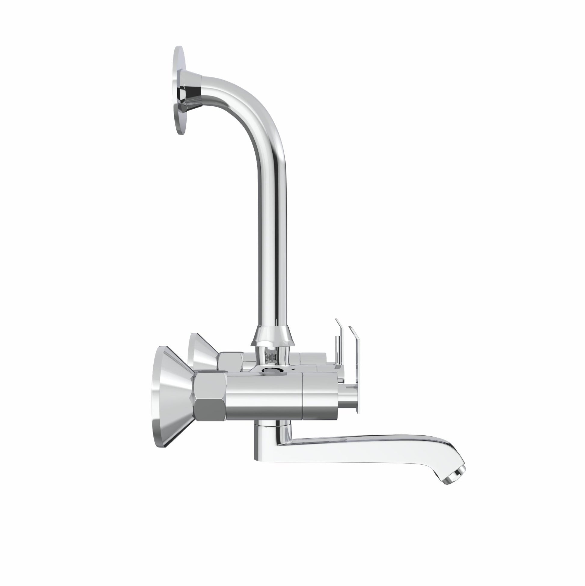 Double Handle Chrome Finish Wall Mixer tap with for Bathroom