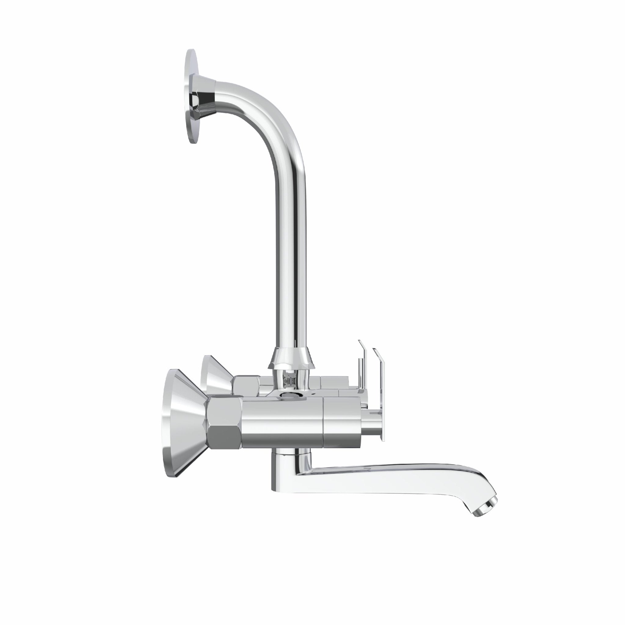 Double Handle Chrome Finish Wall Mixer tap with for Bathroom