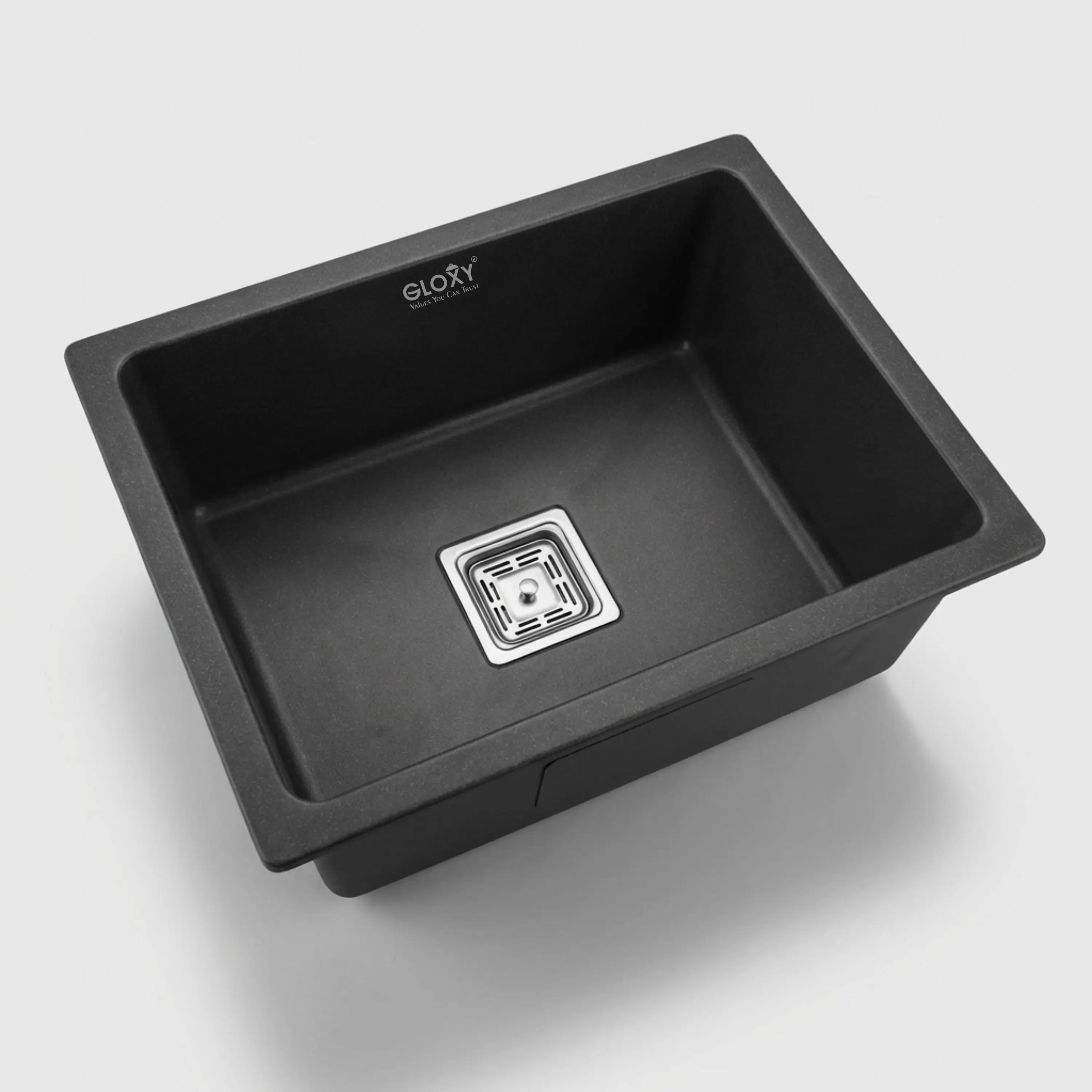 Gloxy Stainless Steel Handmade Single Bowl Quartz Sink For Kitchen 16x18 Inch-Black