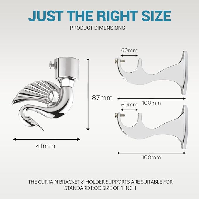 Swan Bird Shape Aluminium Curtain Bracket with Talwar Support(Silver)
