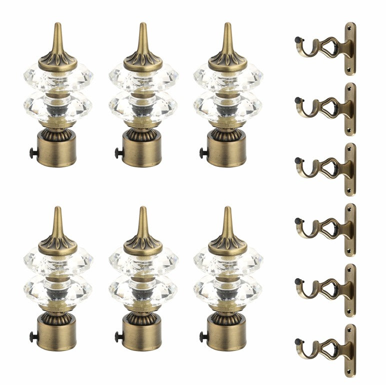 Gloxy Double Diamond Aluminium Curtain Rod Finials with Support– Antique 3 Pair