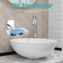 Rectangular Shape Stainless Steel SS202 Single Soap Holder (Silver)-by GLOXY®