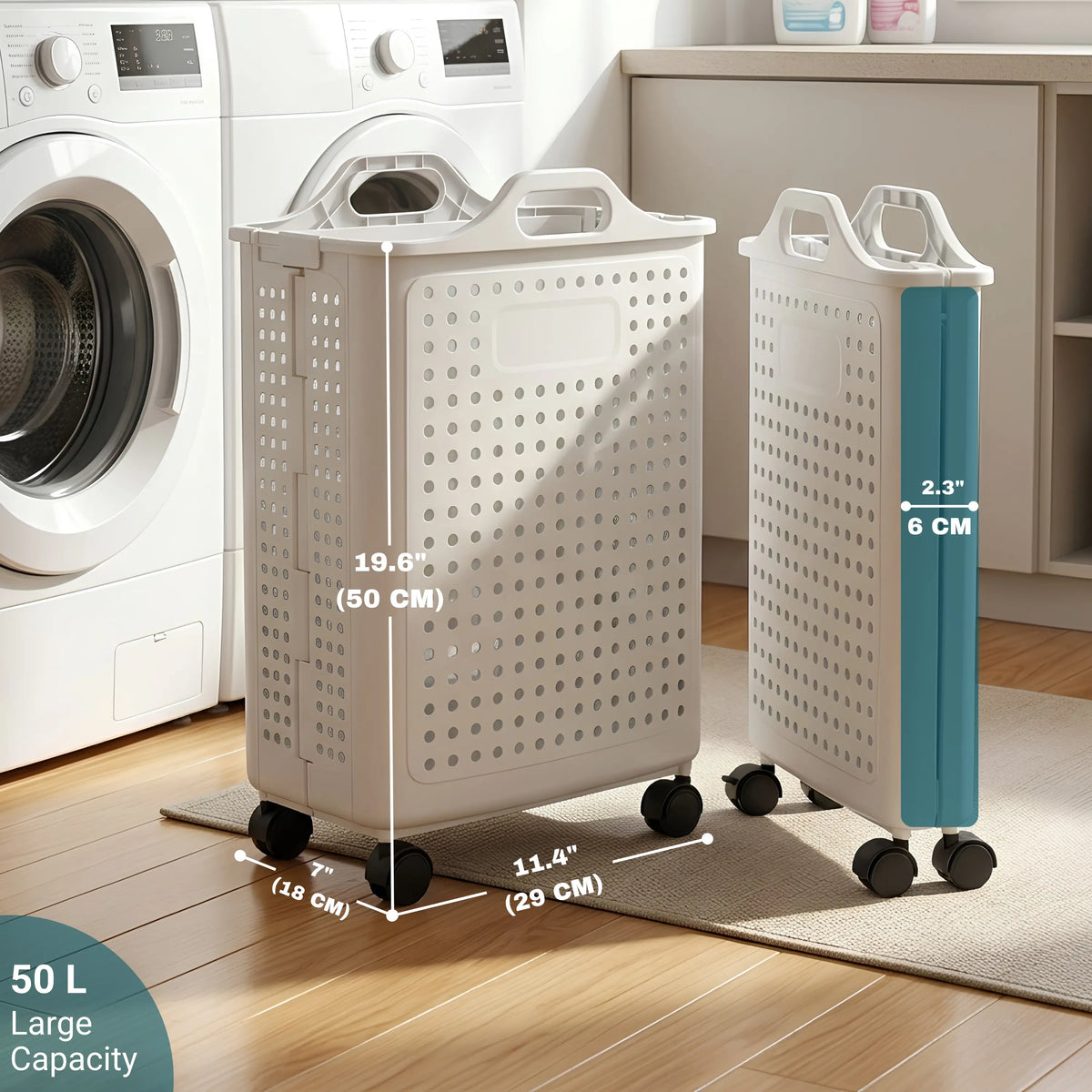 Gloxy 50 L White Laundry Basket (Plastic)