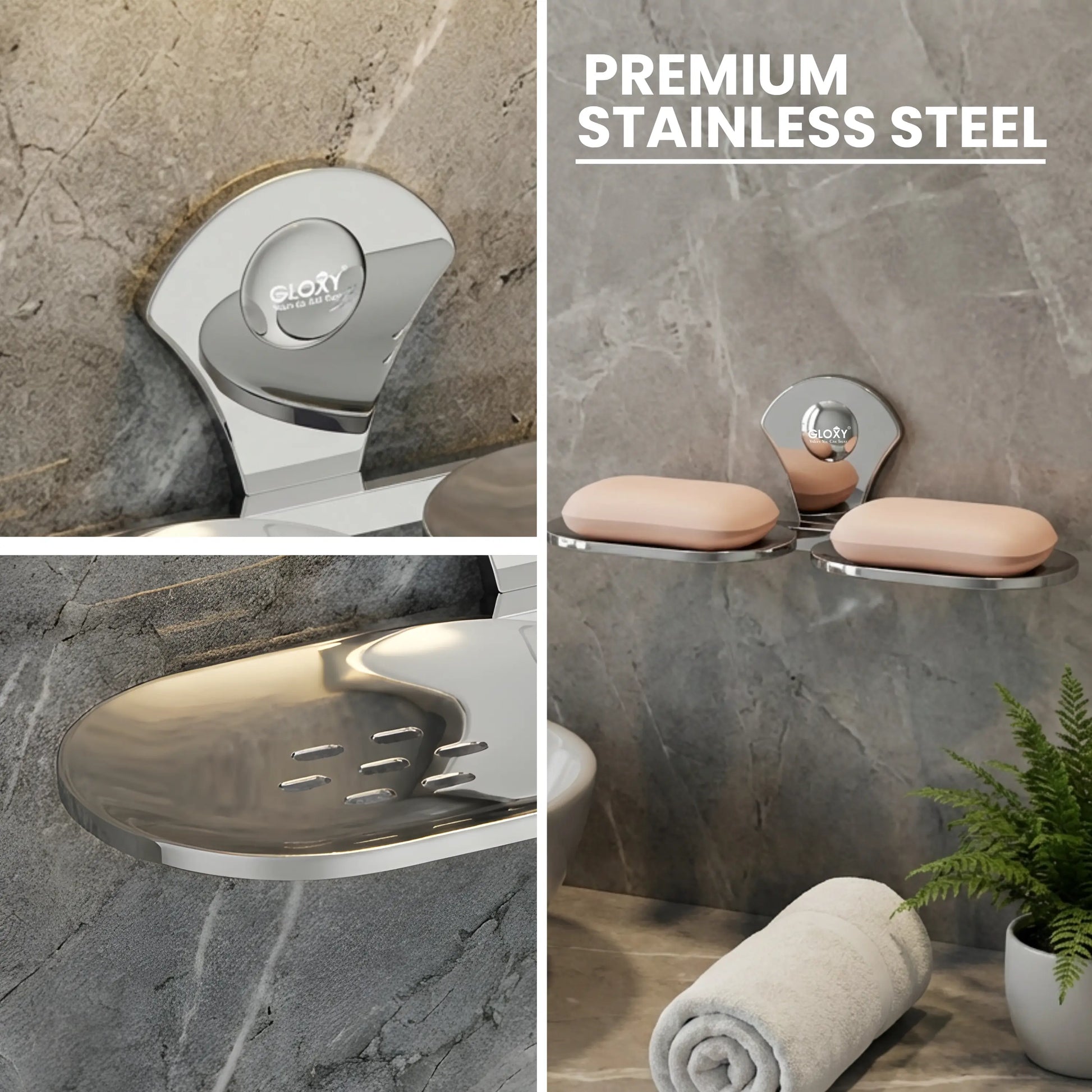 Flower Stainless Steel Double Soap Holder-by GLOXY®